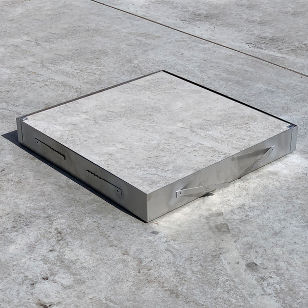 Schachtabdeckung Edelstahl SAP-60/5E Schachtdeckel auspflasterbar 600x600 befliesbar bepflanzbar befüllbar wasserdicht Höhe 50mm Schachtabdeckung Edelstahl SAP-60/5E Schachtdeckel auspflasterbar 600x600 befliesbar bepflanzbar befüllbar wasserdicht Höhe 50mm