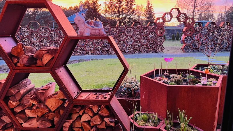 HEXAGON DEKORPLATTE 5 Kaminholzregal Brennholzregal GARTEN Firend