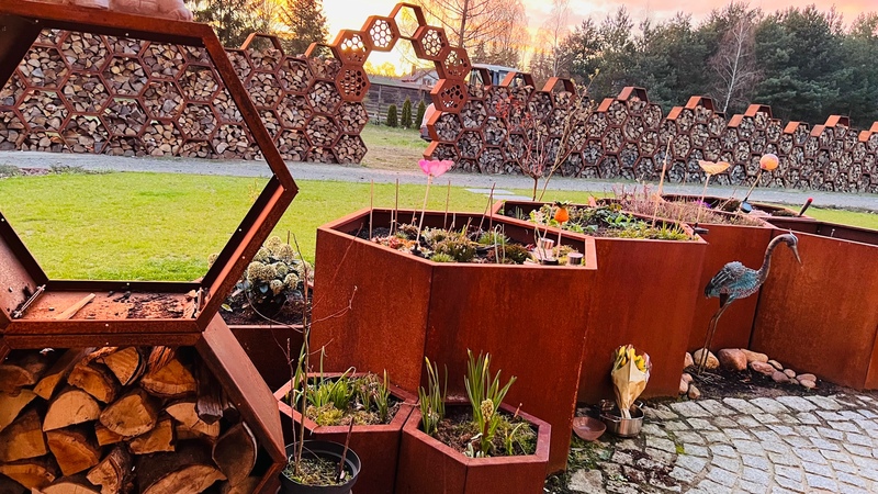 HEXAGON DEKORPLATTE 5 Kaminholzregal Brennholzregal GARTEN Firend
