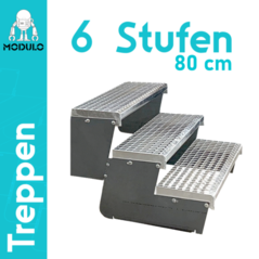 Metalltreppe Modulo 6 Stufen Verzinkt 80cm