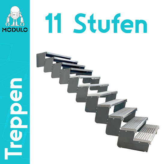 Metalltreppe Modulo 11 Stufen Verzinkt 100cm