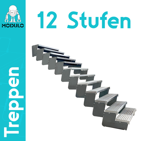 Metalltreppe Modulo 12 Stufen Verzinkt 100cm
